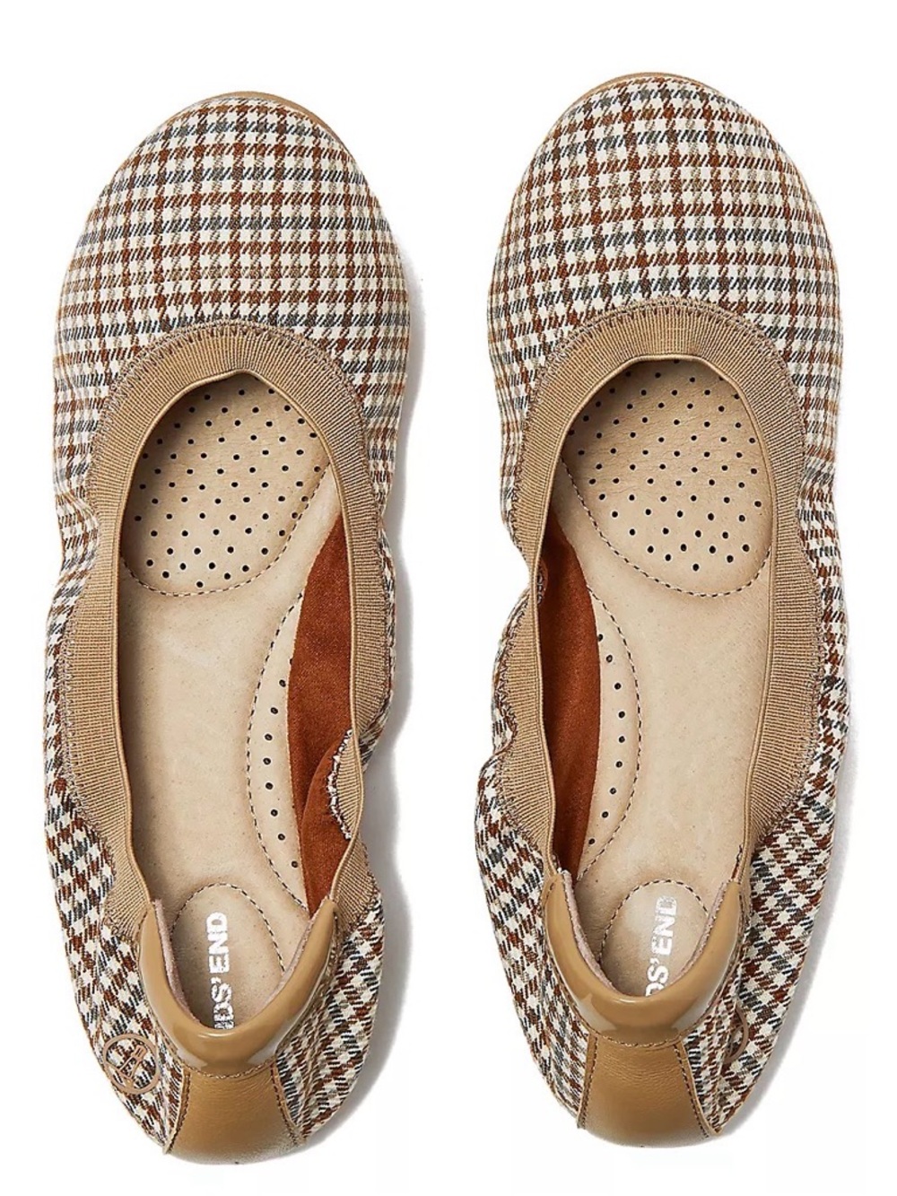 Lands End Classic Houndstooth Ballet Flats in Brown